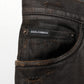 Dark Brown Tattered Cotton Skinny Denim Jeans