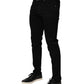 Black Cotton Blend Skinny Men Trouser Pants