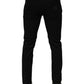Black Cotton Blend Skinny Men Trouser Pants