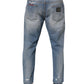 Blue Distressed Ripped Denim Pants Jeans