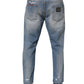 Blue Distressed Ripped Denim Pants Jeans