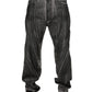 Black Grey Graphic Print Denim Pants Jeans