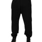 Black Cotton Drawstring Logo Sweatpants Pants