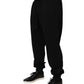 Black Cotton Drawstring Logo Sweatpants Pants
