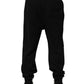 Black Cotton Drawstring Logo Sweatpants Pants