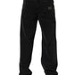 Black Cotton Logo Men Mid Waist Denim Jeans