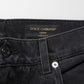 Black Cotton Logo Men Mid Waist Denim Jeans