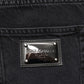 Black Cotton Logo Men Mid Waist Denim Jeans