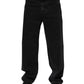 Black Cotton Logo Men Mid Waist Denim Jeans