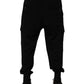 Black Cotton Blend Cargo Joggers Drawstring Pants