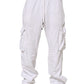 White Cotton Cargo Trousers Logo Patch Pants
