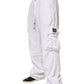 White Cotton Cargo Trousers Logo Patch Pants