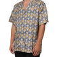 Cream Cotton Silk Hawaii Scallop Shell Print Shirt