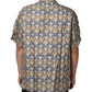 Cream Cotton Silk Hawaii Scallop Shell Print Shirt