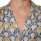 Cream Cotton Silk Hawaii Scallop Shell Print Shirt