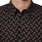 BrownFloral Collared GOLD Formal Dress Shirt