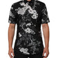 Black Floral Collared GOLD Casual Polo Shirt