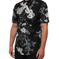 Black Floral Collared GOLD Casual Polo Shirt
