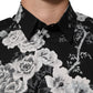 Black Floral Collared GOLD Casual Polo Shirt
