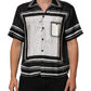 Black White StripeDot Print Casual Polo Shirt