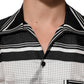 Black White StripeDot Print Casual Polo Shirt