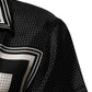 Black White StripeDot Print Casual Polo Shirt