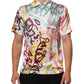 White Silk Hawaiian Graffiti Print Men Casual Shirt