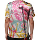 White Silk Hawaiian Graffiti Print Men Casual Shirt