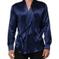 Blue Oversize Silk Satin Long Sleeves Shirt