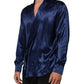 Blue Oversize Silk Satin Long Sleeves Shirt