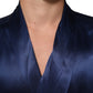 Blue Oversize Silk Satin Long Sleeves Shirt