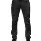Black Tattered Skinny Cotton Men Denim Jeans