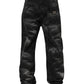 Black Marbled Effect Straight Men Denim Jeans