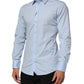 Light Blue Cotton GOLD Formal Men Dress Shirt