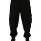 Black Cotton Cargo Jogger Sweatpants Pants