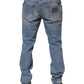 Blue Tattered Slim Fit Cotton Denim Jeans