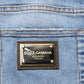 Blue Tattered Slim Fit Cotton Denim Jeans