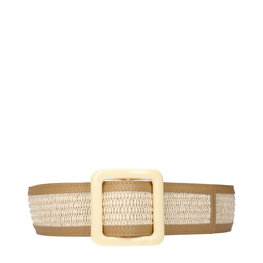 Beige Raffia Regular Belts