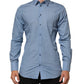 Blue Cotton Collared GOLD Formal Dress Shirt