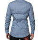 Blue Cotton Collared GOLD Formal Dress Shirt