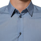Blue Cotton Collared GOLD Formal Dress Shirt