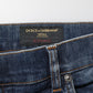 Dark Blue Washed Running Ripped Denim Jeans