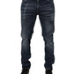 Dark Blue Washed Running Ripped Denim Jeans