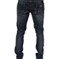 Dark Blue Washed Running Ripped Denim Jeans