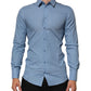 Blue Cotton Collared GOLD Formal Dress Shirt