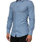 Blue Cotton Collared GOLD Formal Dress Shirt