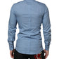 Blue Cotton Collared GOLD Formal Dress Shirt