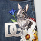 Blue Rabbit Embroidery Slim Men Denim Jeans