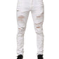 White Distressed Ripped Denim Trouser Jeans