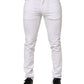 White Ripped Cotton Skinny Men Denim Jeans